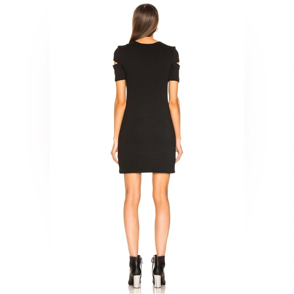 Helmut Lang Ribbed Cutout Mini Dress in Black Size Small - Picture 3 of 15